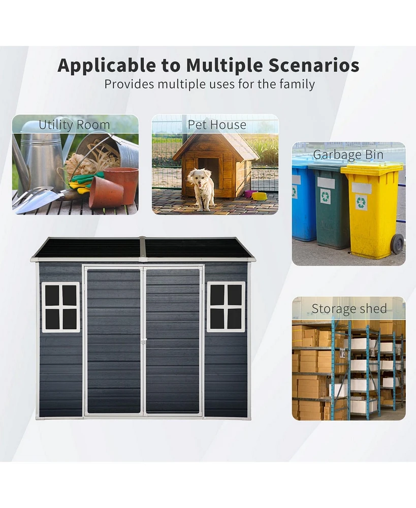 Mondawe 4x8ft Resin Outdoor Storage Shed with Two-Window and Double-Door