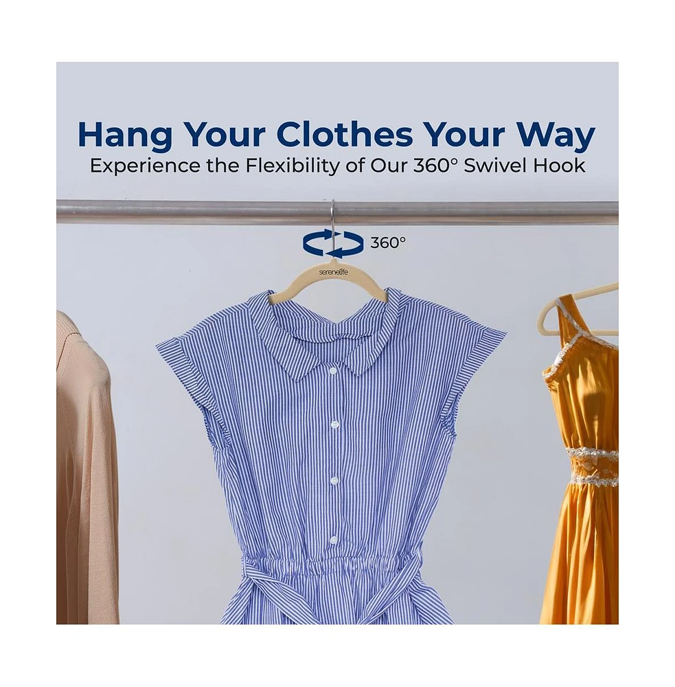 SereneLife 150 Pack Velvet Hangers - Non-Slip with 360° Swivel Hook