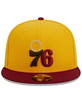 New Era Men's Yellow/Red Philadelphia 76ers Fall Leaves 2-Tone 59FIFTY Fitted Hat