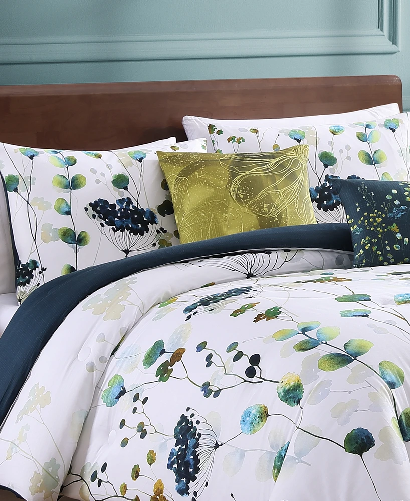 Bebejan Abstract Vines Bedding 220 Thread Count 100% Cotton Sateen 5 Piece King Size Reversible Comforter Set