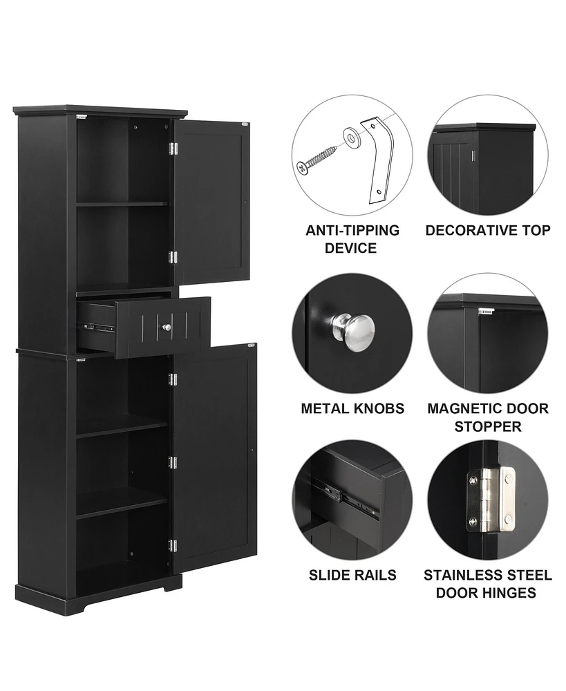 Casainc 67.7"H Tall Bathroom Cabinet with Drawer, Adjustable Shelf, Painted Mdf