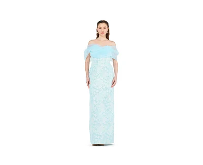 Amri Women's Off-The-Shoulder Corset Detail Brocade Gown