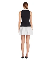 endless rose Women's Mixed Media Cotton Polo Mini Dress