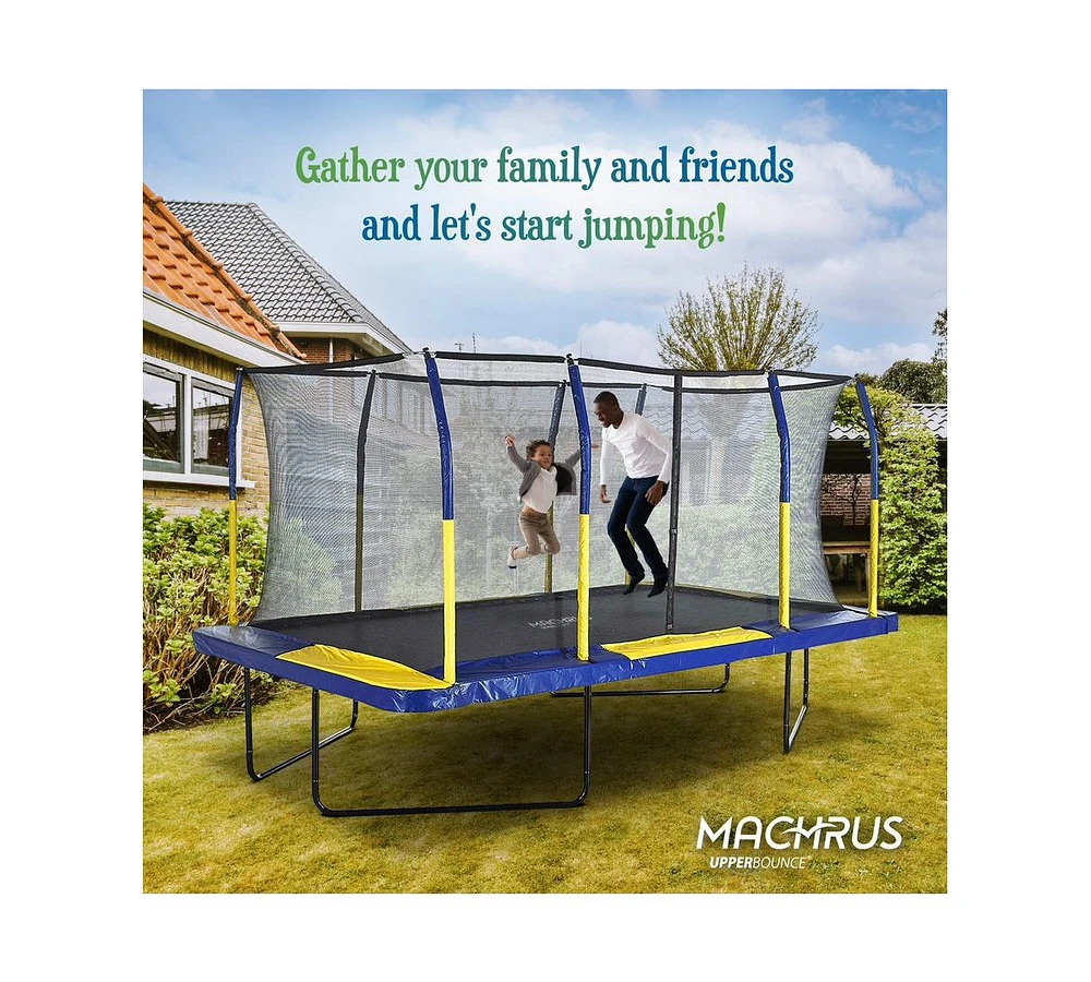 Plexalife 9' X 15' Gymnastics Style, Rectangular Trampoline Set with Premium Top-Ring Enclosure System
