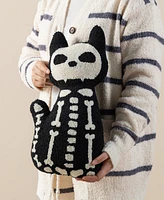Glitzhome Halloween Hooked Skeleton Cat Shaped Decorative Pillow, 9" x 4"