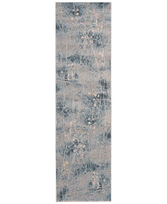Closeout! Nourison Home Somerset Silver/Blue Blossom 2'3" x 8' Runner Rug