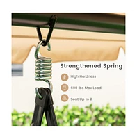 2-Seat Outdoor Convertible Swing Chair with Flat Bed and Adjustable Canopy