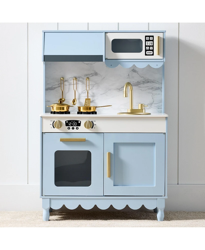 Best Choice Products Pretend Play Cottage Kitchen Wooden Toy Set for Kids w/ 5 Accessories, Oven
