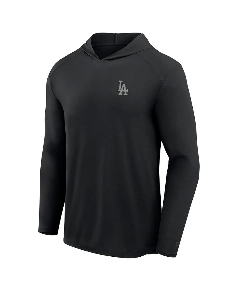 Fanatics Men's Black Los Angeles Dodgers Front Office Power Mono Long Sleeve Hoodie T-Shirt
