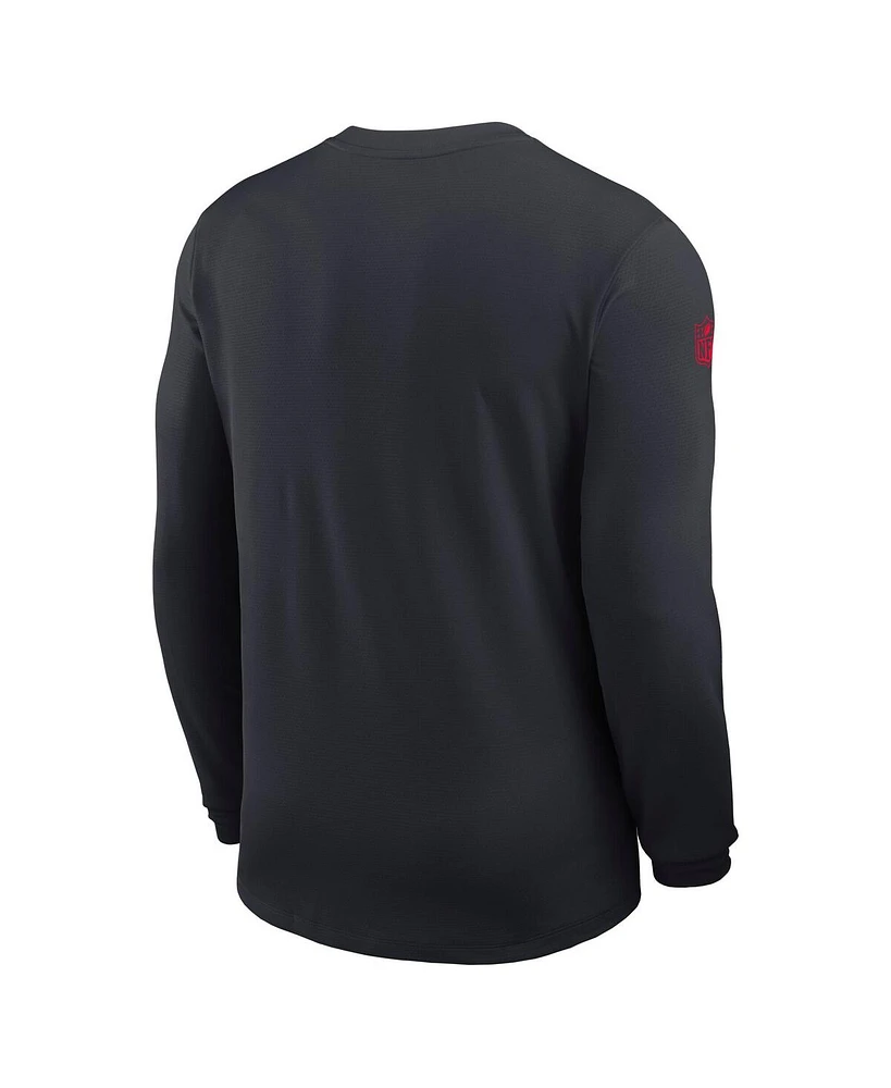 Nike Men's Navy Houston Texans Sideline Coach Uv Performance Long Sleeve T-Shirt