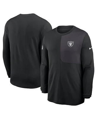 Nike Men's Black Las Vegas Raiders Sideline Coach Uv Performance Long Sleeve T-Shirt