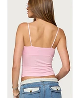 Edikted Womens Layered Bra Cowl Neck Top