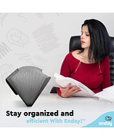 Accordion File Organizer Blue, 7 Pocket Expanding and Cover Folder with Labels, Plastic Portable Desktop Letter A4 Paper