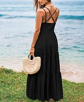 Cupshe Women's Romantic Stroll Blue Maxi Beach Dress