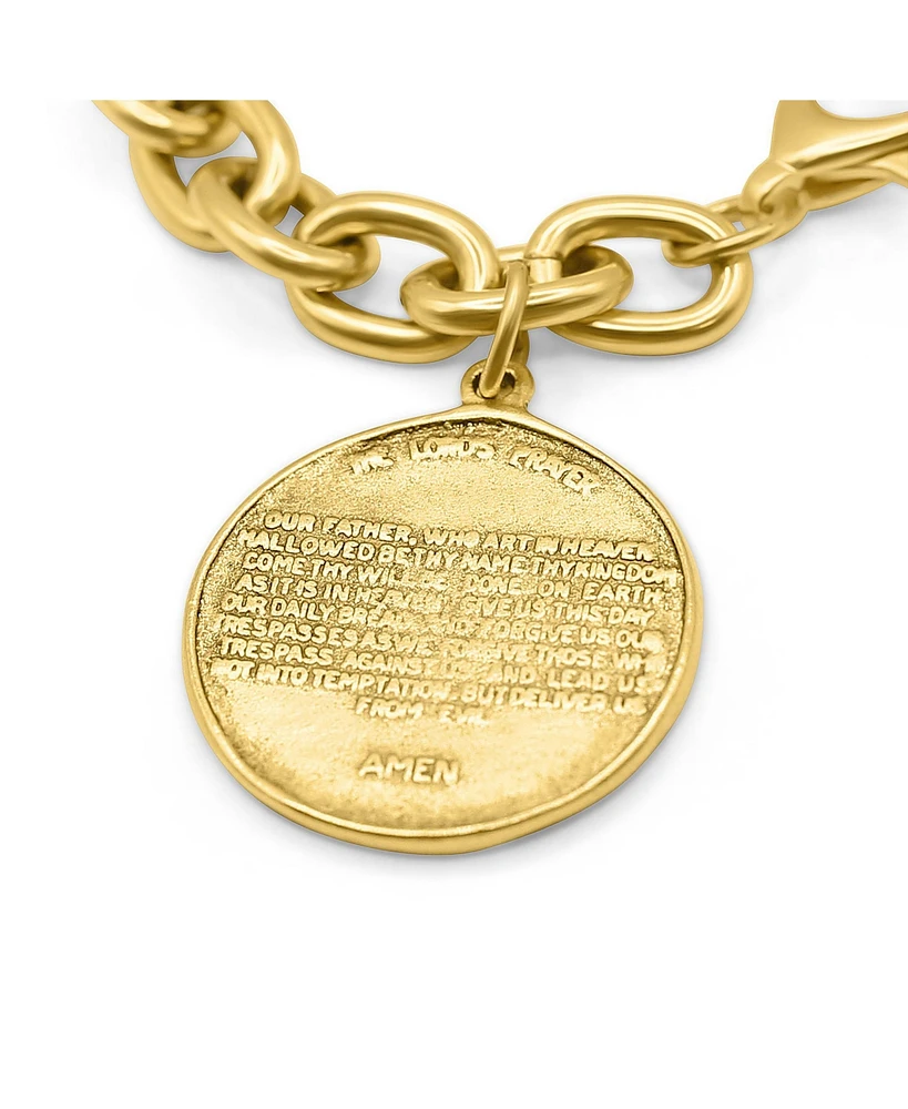 Bowood Lane 12k Gold Plated Bracelet Chain with Lord's Prayer Charm