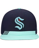 Fanatics Men's True Navy Seattle Kraken Pro Locker Room Snapback Hat