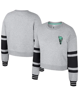 Stadium Essentials Men's and Women's Heather Gray New York Liberty Cropped Pullover Sweatshirt