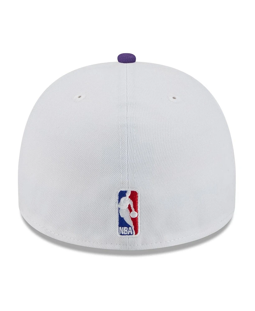 New Era Men's White/Purple Los Angeles Lakers 2025 Nba Draft A-Frame 59FIFTY Fitted Hat