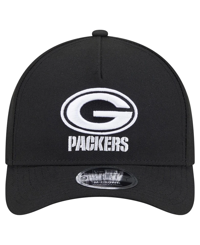 New Era Men's Black Green Bay Packers Team Collection 9FORTY M-Crown A-Frame Adjustable Hat