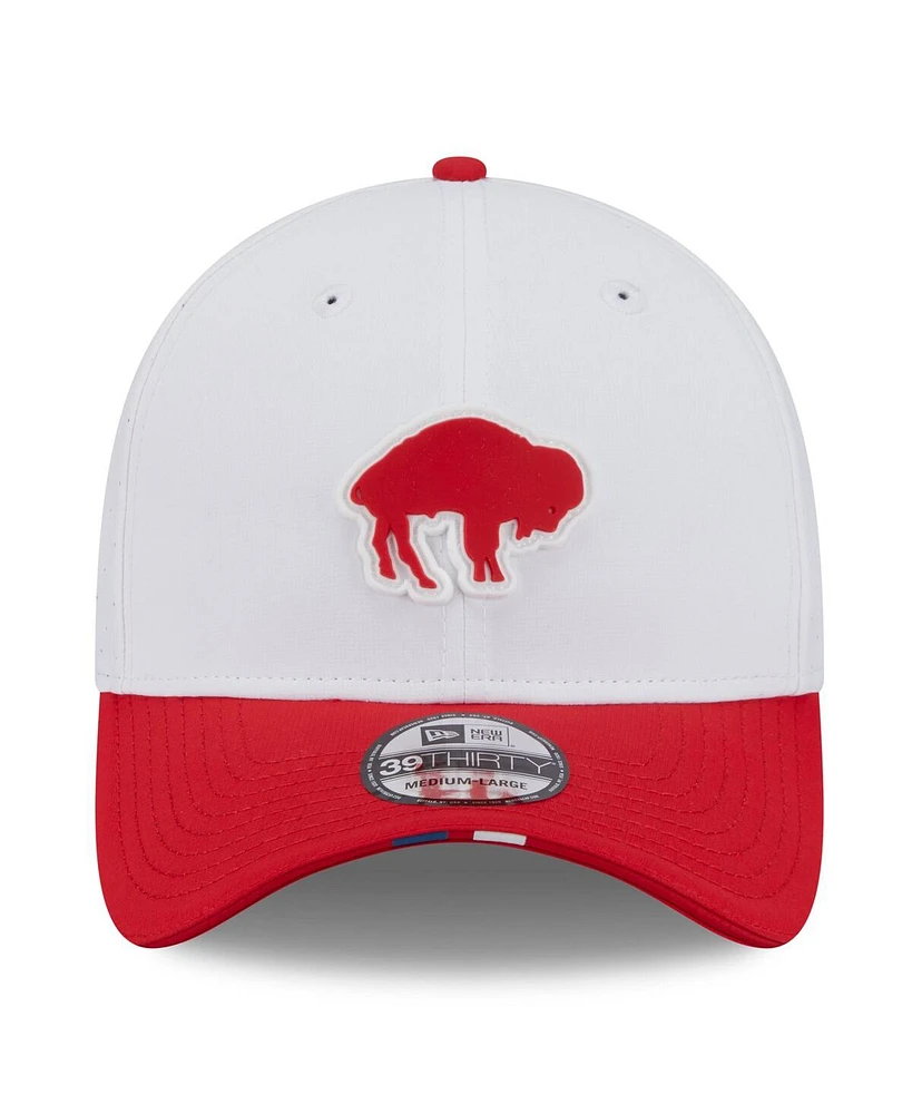 New Era Men's White/Red Buffalo Bills 2025 Nfl Training Camp Throwback Logo 39THIRTY Flex Hat