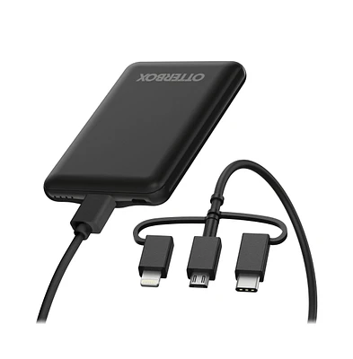 OtterBox Mobile Charging Kit Power Bank 5,000 mAh and 3 in 1 Cable 1m-Black