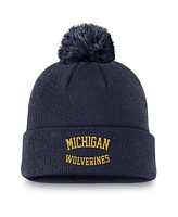 Jordan Men's Navy Michigan Wolverines Peak Cuffed with Pom Knit Hat