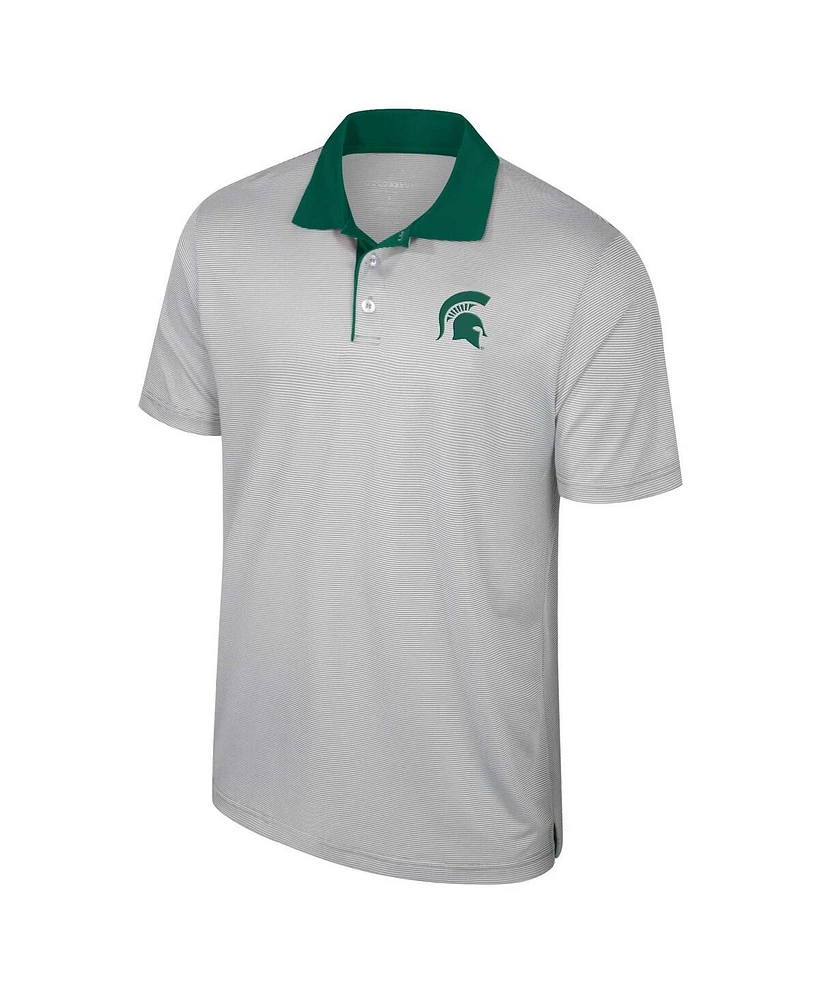 Colosseum Men's Gray Michigan State Spartans Big Tall Tuck Striped Polo Shirt