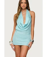 Edikted Women's Cowl Neck Backless Knit Mini Dress