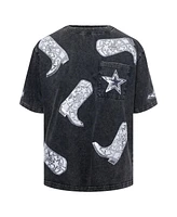 Gameday Couture Women's Dallas Cowboys Cheerleaders Sequin Boots Oversized T-Shirt