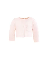 Hudson Baby Toddler Girls Cotton Dress and Cardigan Set, Soft Pink Sage Rose