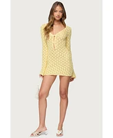 Edikted Women's Brie Cut Out Crochet Mini Dress