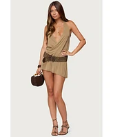 Edikted Women's Lukka Backless Halter Wrap Mini Dress