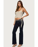 Edikted Women's Onya Iridescent Sheer Knit Top