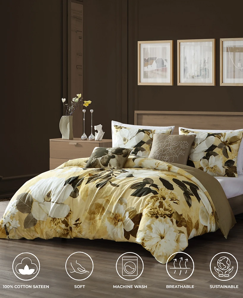 Bebejan Zayra Bedding 100% Cotton Sateen 5 Piece Queen Size Reversible Comforter Set