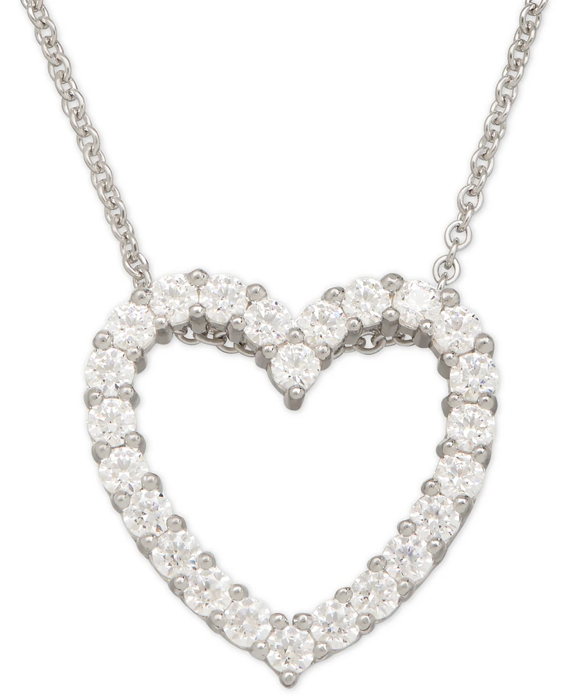 Cubic Zirconia Heart Pendant Necklace in Sterling Silver