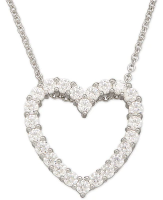 Cubic Zirconia Heart Pendant Necklace in Sterling Silver