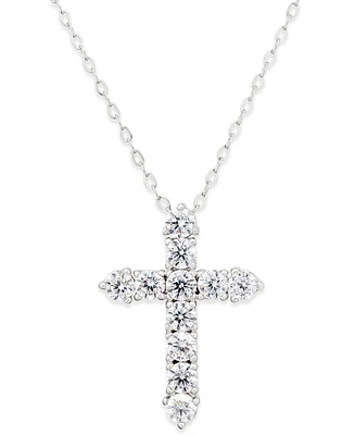 Eliot Danori Silver-Tone Crystal Cross Pendant Necklace, Created for Macy's