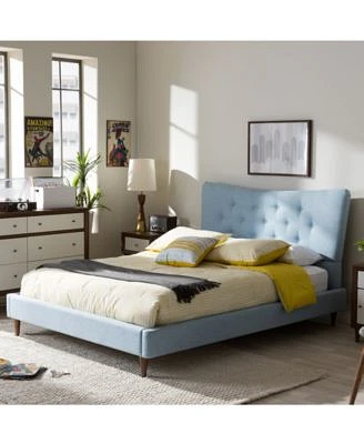 Jerell Modern Linen Platform Beds Quick Ship
