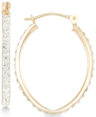 Crystal Pave Tapered Hoop Earring in 10k Gold