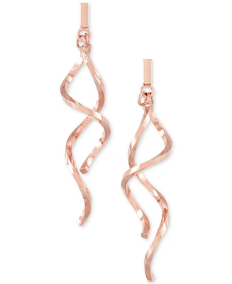 Italian Gold Twisty Bar Drop Earrings in 14k Rose Gold