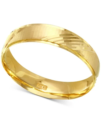 Diagonal Textured Wedding Band 14k Gold