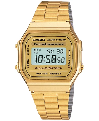 Casio Men's Digital Vintage Gold-Tone Stainless Steel Bracelet Watch 39x39mm A168WG-9MV