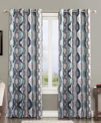Sun Zero Corbin Ogee Watercolor Grommet Curtain Panel Collection