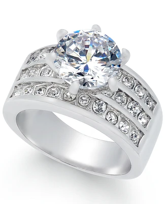 Charter Club Crystal Triple-Row Ring Fine Silver Plate or Gold Plate, Created for Macy's