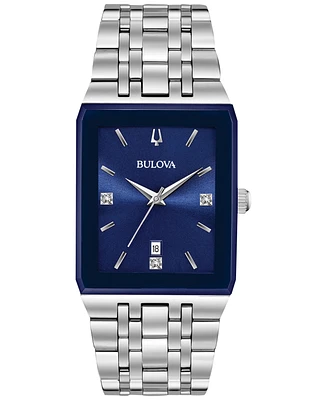 Bulova Men's Futuro Diamond-Accent Stainless Steel Bracelet Watch 31x45mm, Created for Macy's