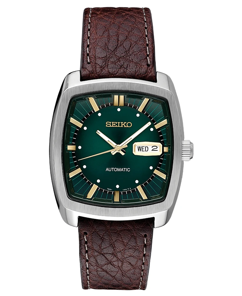 Seiko Men's Automatic Recraft Brown Leather Strap Watch 40mm
