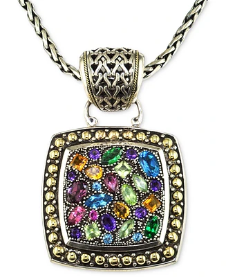 Effy Multistone Square Pendant in Sterling Silver and 18k Gold