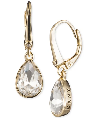 Dkny Crystal Logo Teardrop Drop Earrings