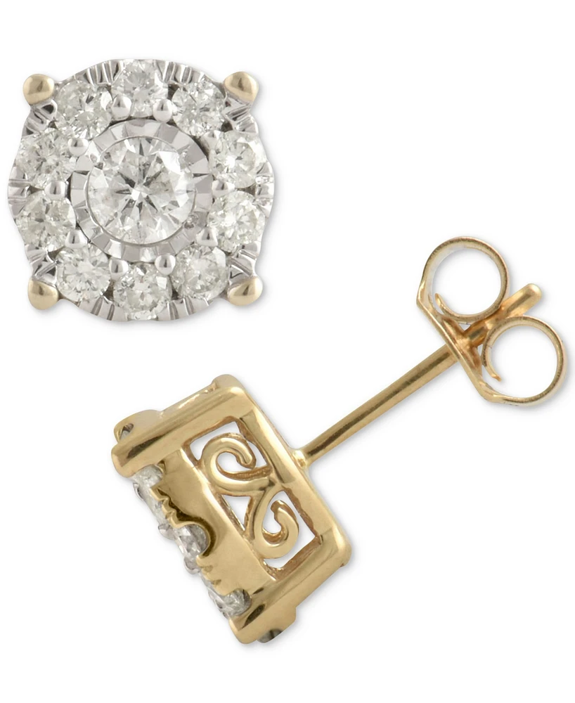 Diamond Halo Stud Earrings (1 ct. t.w.) 14k Gold, White Gold or Rose