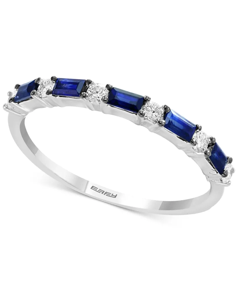 Effy Sapphire (1/3 ct. t.w.) & Diamond (1/8 Stacking Ring 14k White Gold (Also Available Emerald)